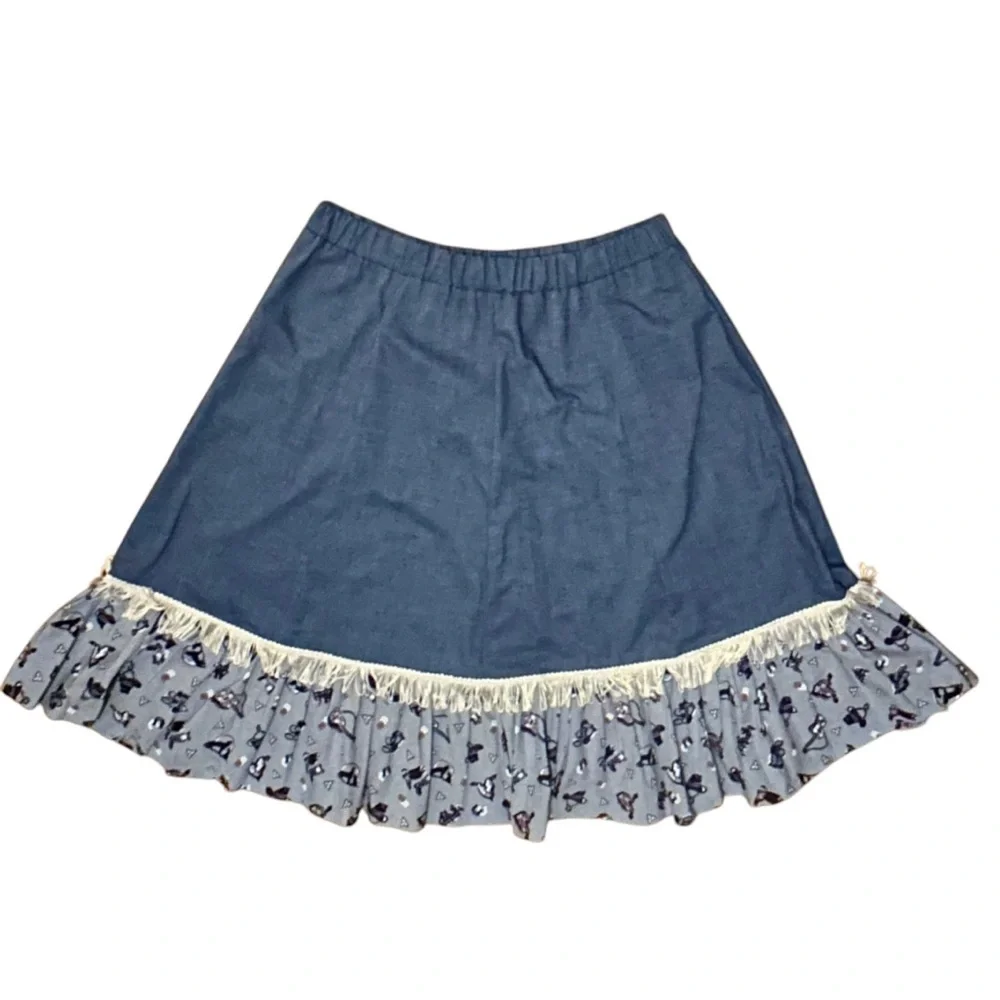 Prairie Cottage Midi Skirt Western Ranch Folk Art Vintage Handmade Rodeo Cowgirl